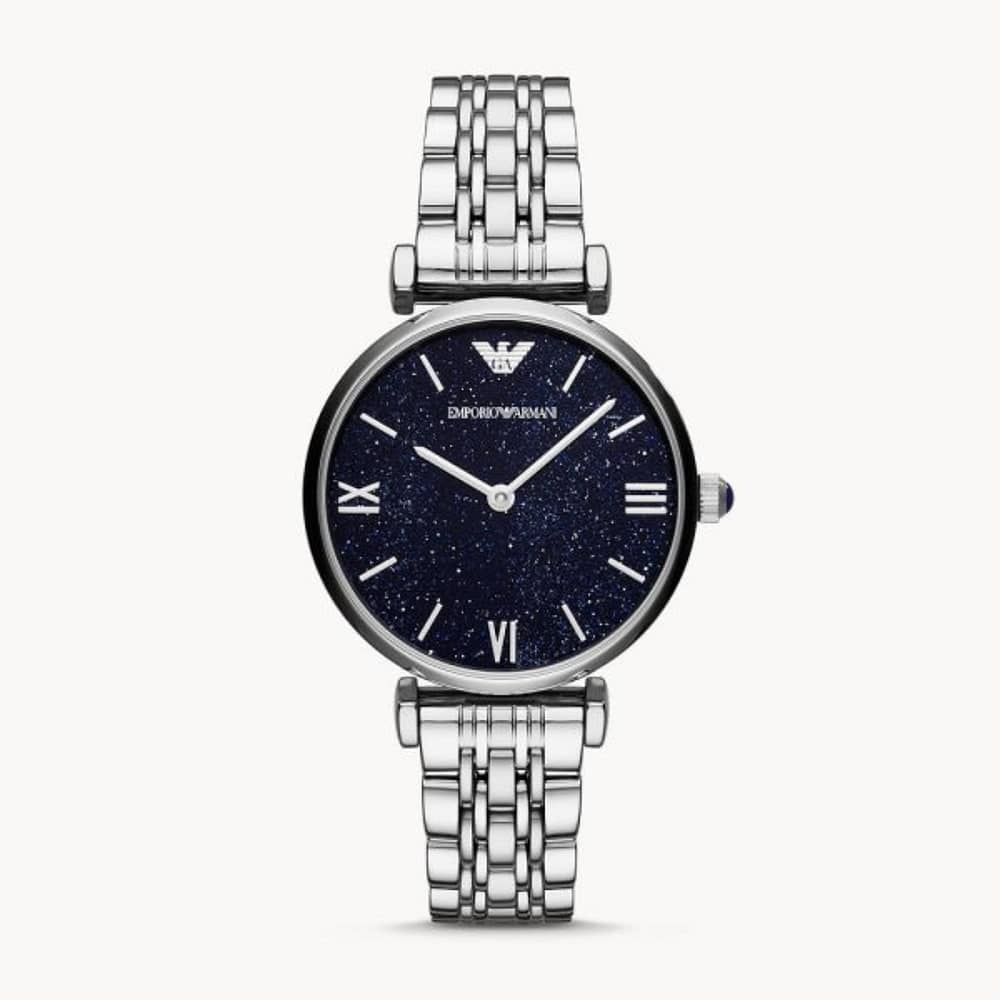 Emporio Armani Women’s Analog Stainless Steel Dark Blue Dial 32mm Watch AR11091