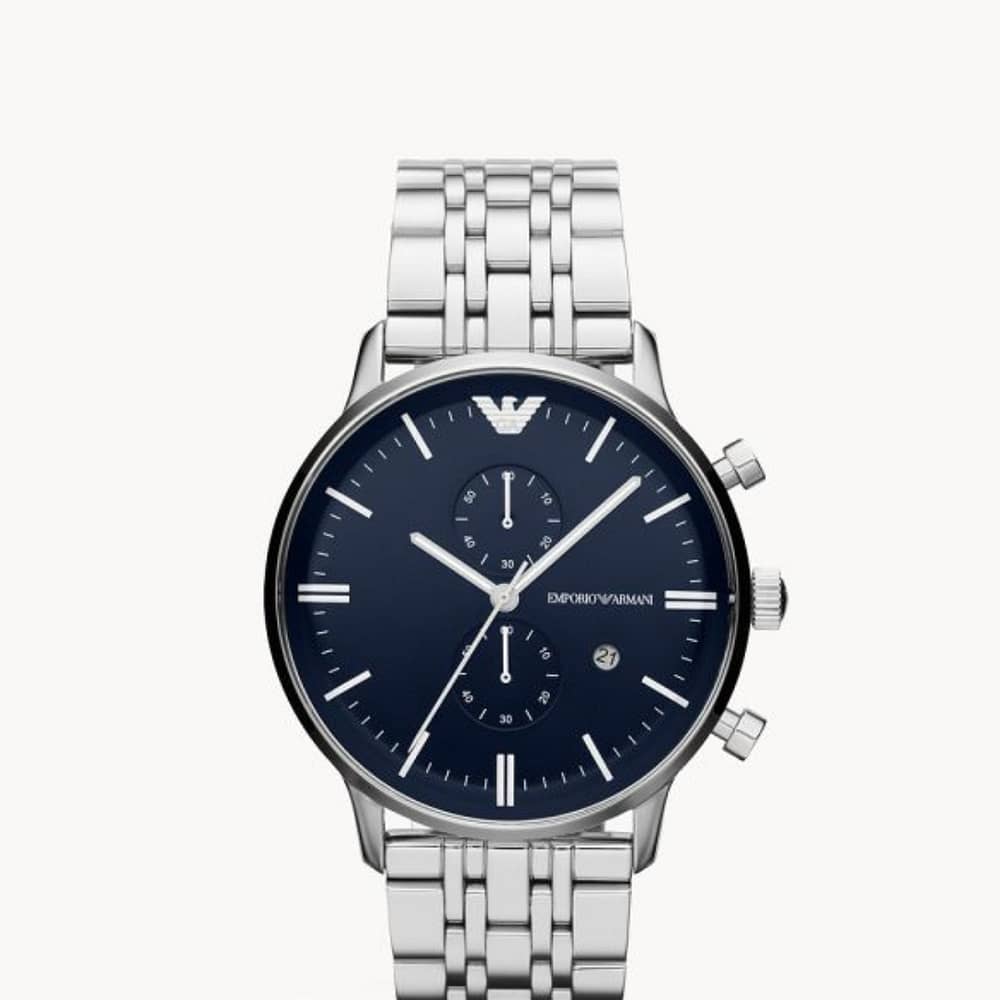 Emporio Armani Men’s Quartz Stainless Steel Blue Dial 43mm Watch AR1648