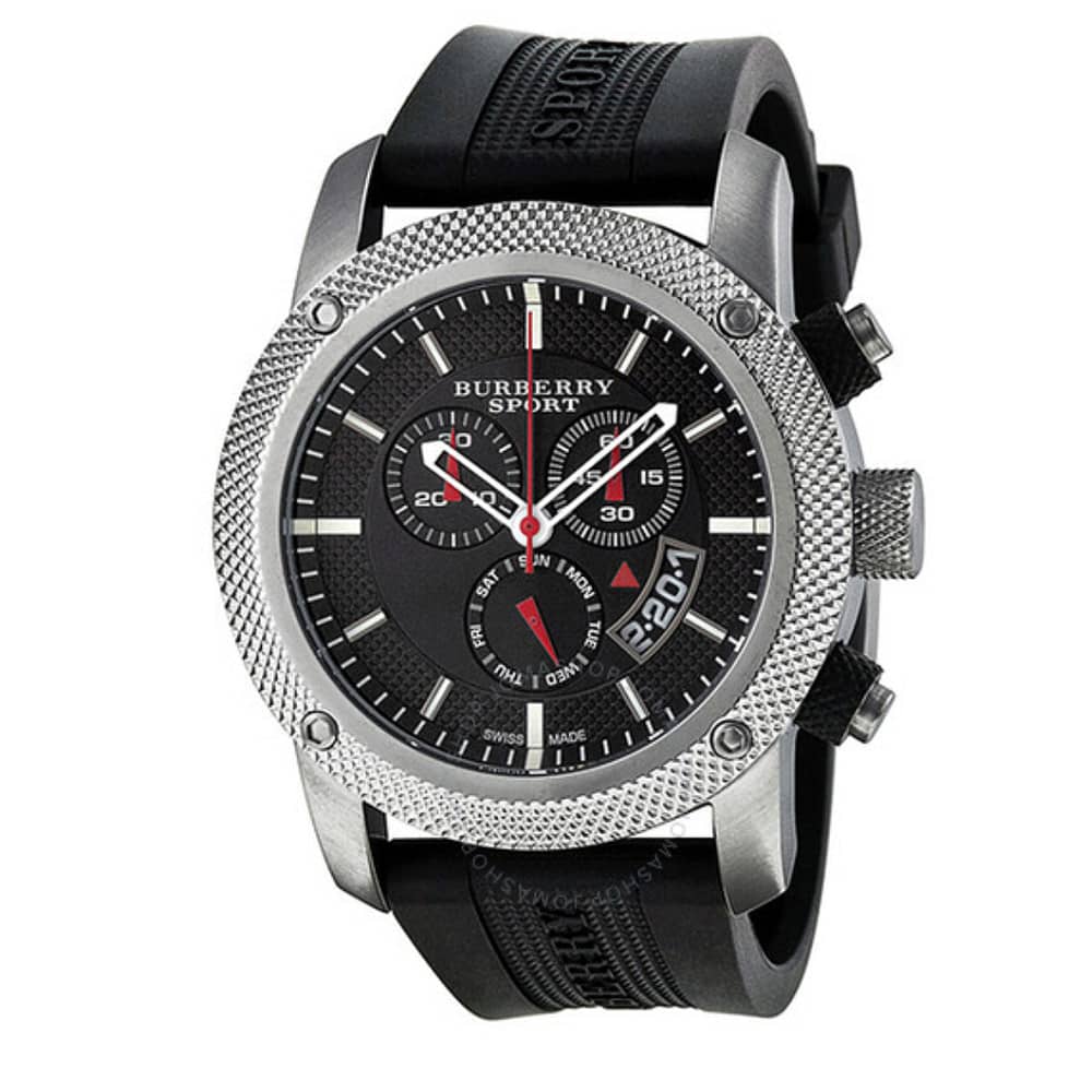 Burberry Men’s Quartz Black Silicone Strap Black Dial 44mm Watch BU7700