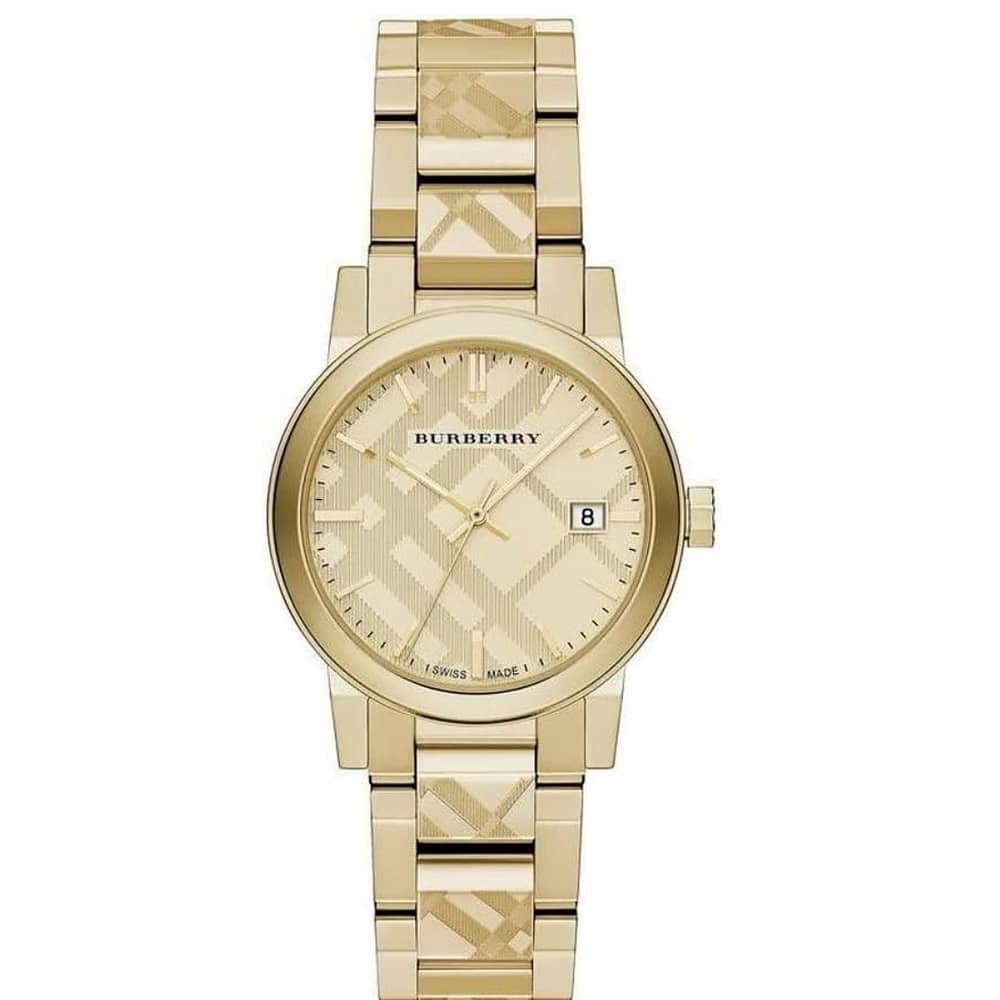 Burberry Women’s Swiss Made Quartz Gold Stainless Steel Gold Dial 34mm Watch BU9145