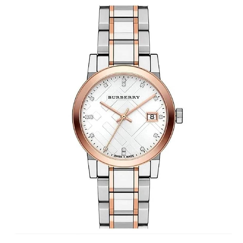 Burberry Women’s Swiss Made Two-Tone Stainless Steel Silver Dial 34mm Watch BU9127