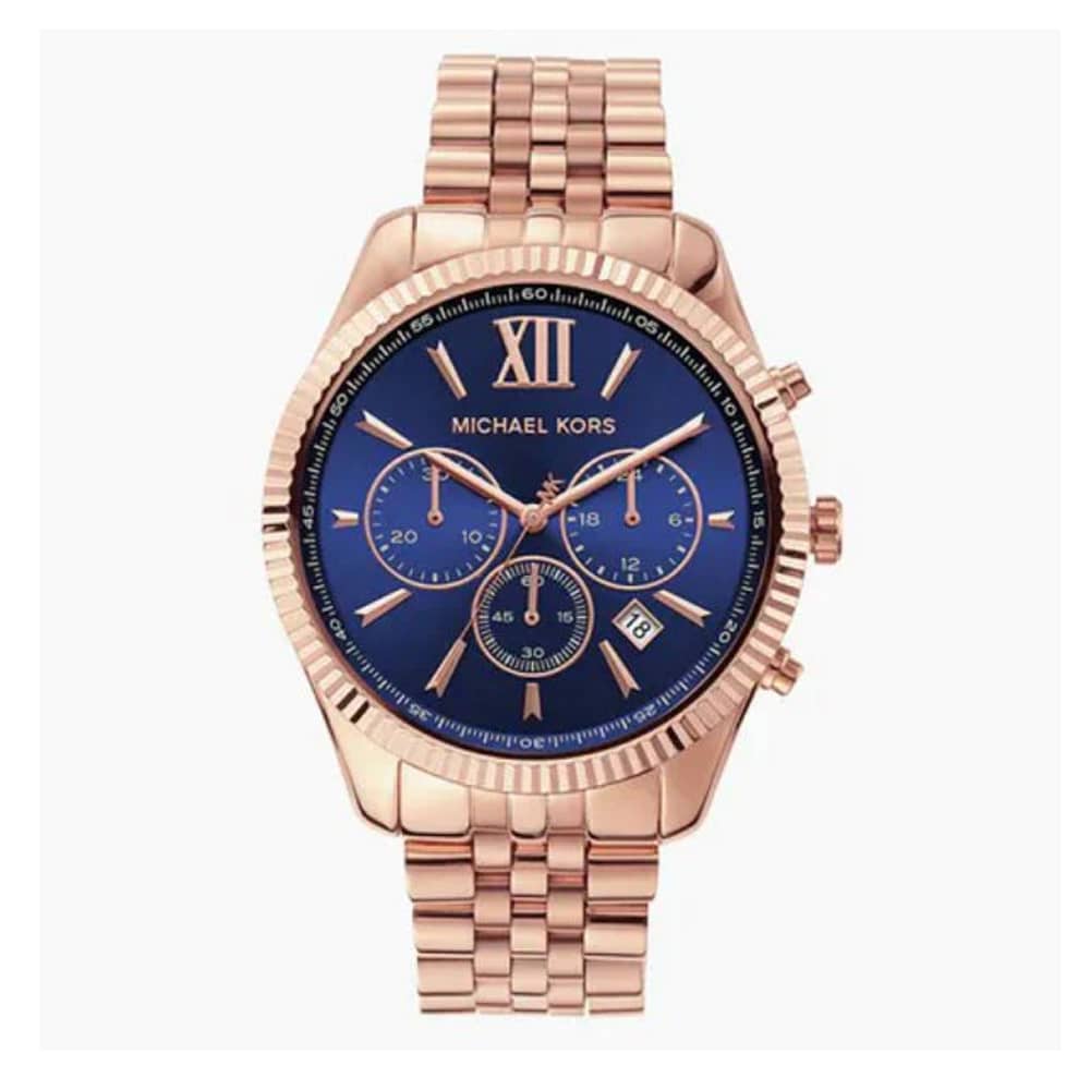 Michael Kors Women’s Quartz Rose Gold Stainless Steel Blue Dial 42mm Watch MK6710