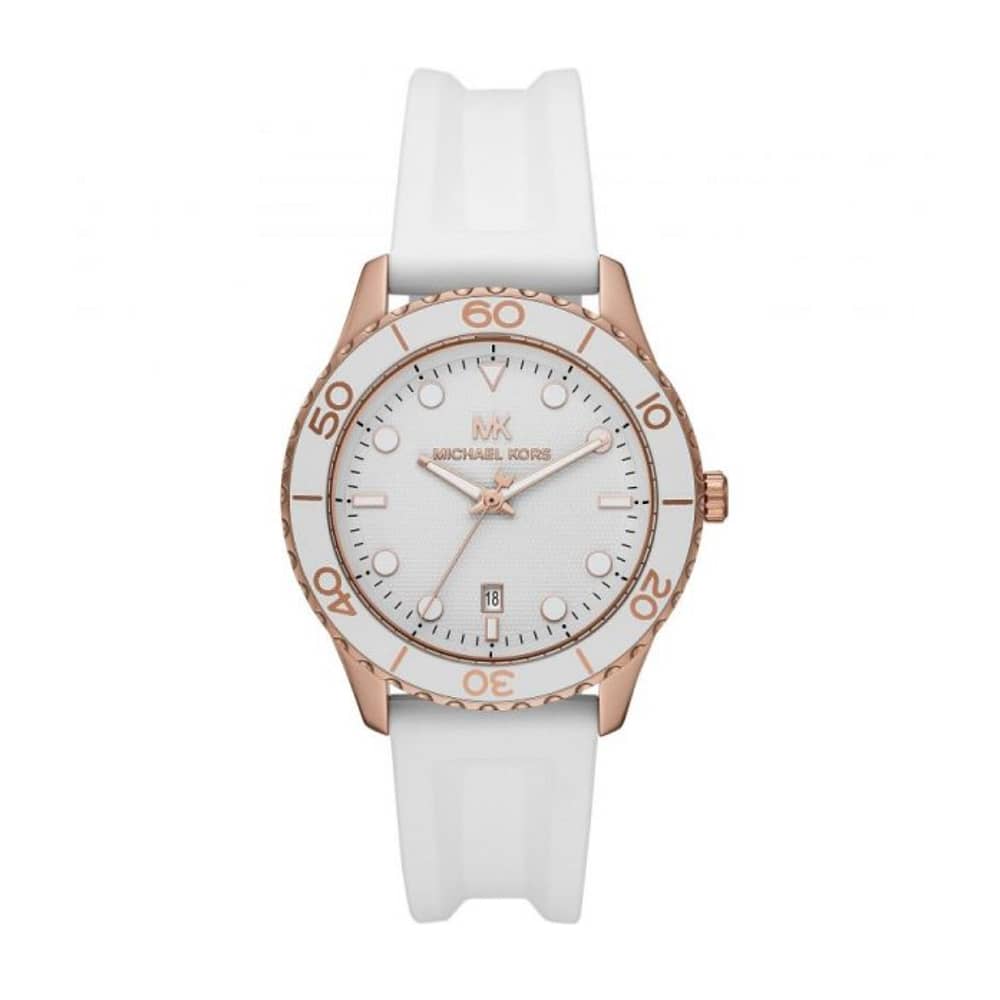 Michael Kors Women’s Quartz White Silicone Strap White Dial 40mm Watch MK6853