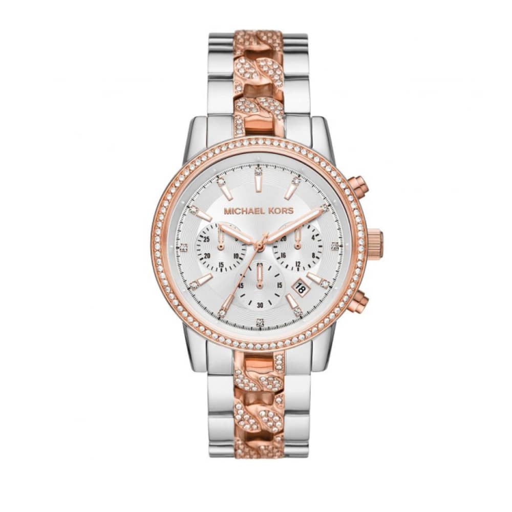 Michael Kors Women’s Quartz Two-tone Stainless Steel Silver Dial 41mm Watch MK6938