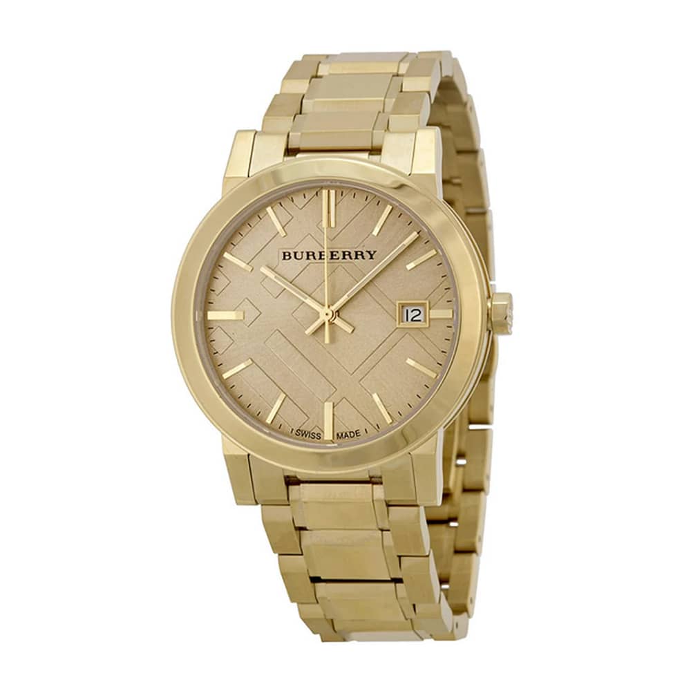 Burberry Unisex Swiss Made Stainless Steel Gold Dial 38mm Watch BU9033