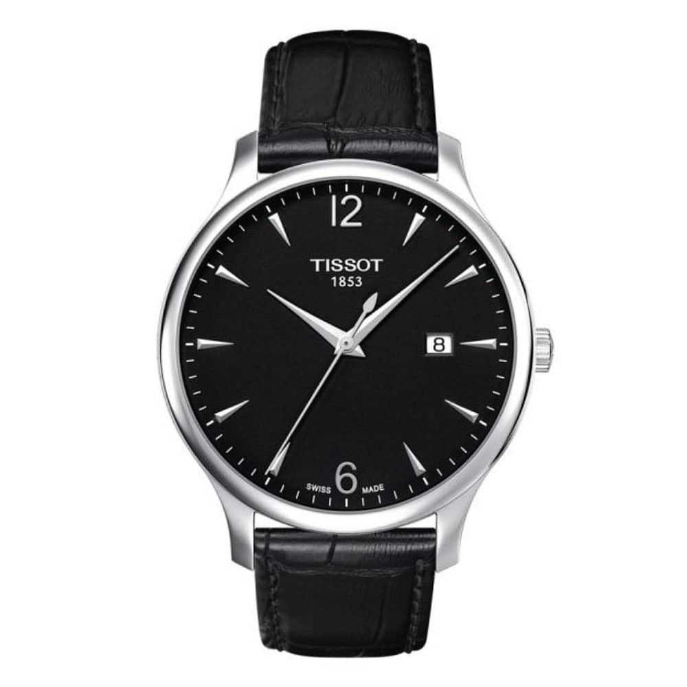 TISSOT Men’s Swiss Made Quartz Black Leather Strap Black Dial 42mm Watch T063.610.16.057.00