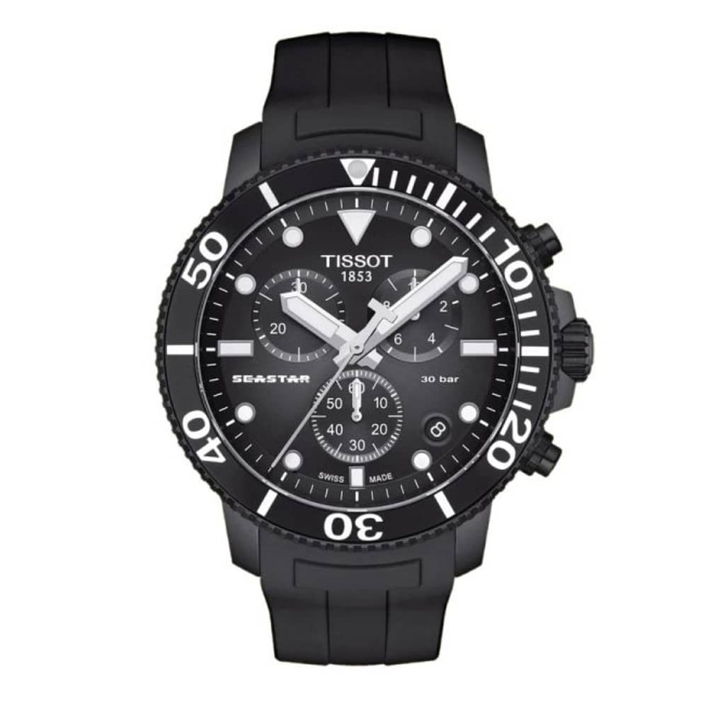 TISSOT Men’s Quartz Swiss Made Black Silicone Strap Black Dial 45mm Watch T120.417.37.051.02