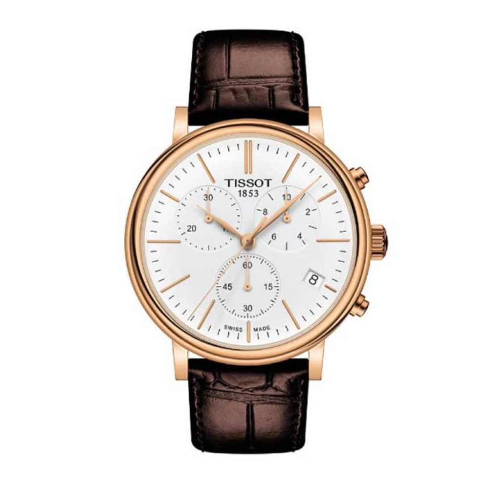 TISSOT Men’s Quartz Swiss Made Brown Leather Strap White Dial 41mm Watch T122.417.36.011.00