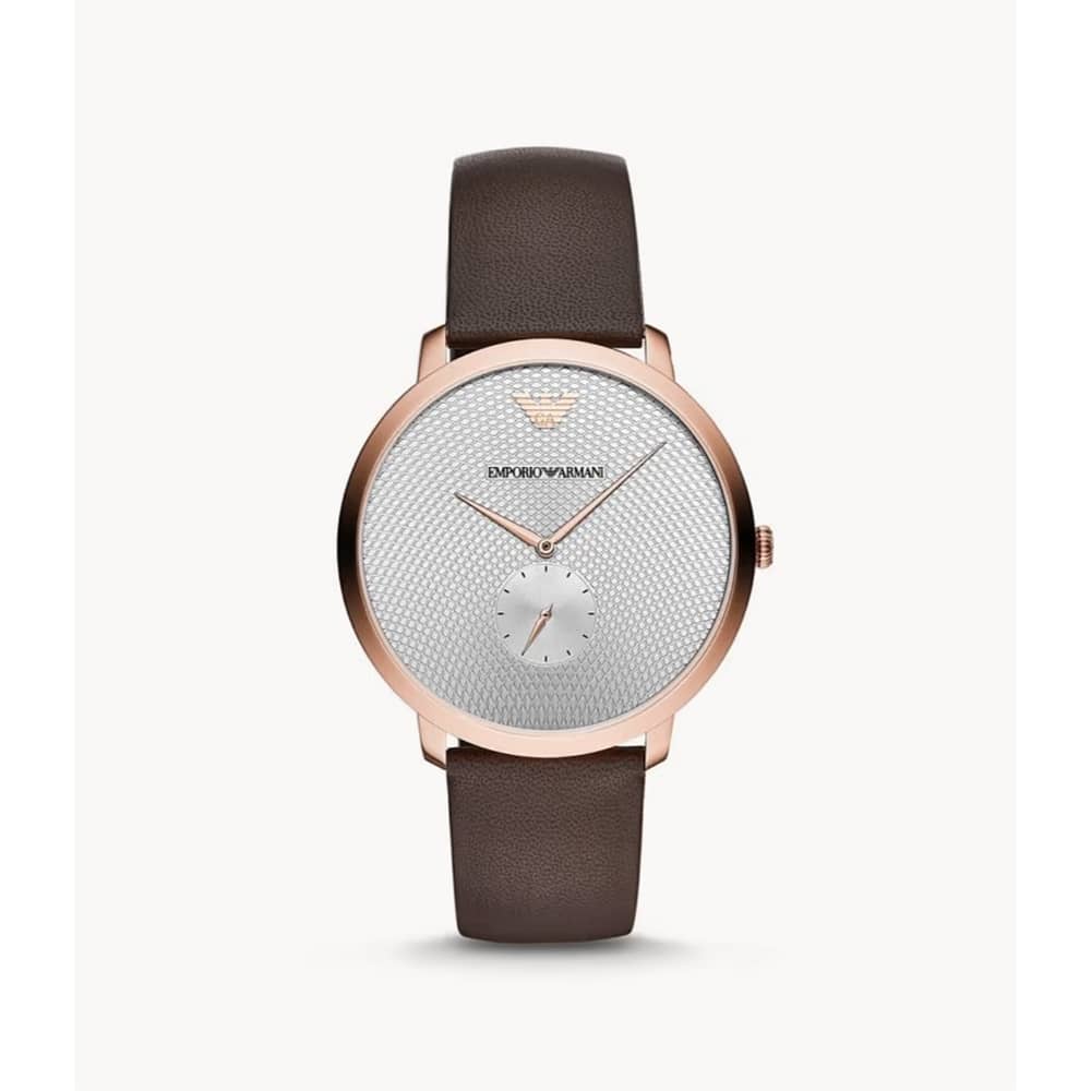 Emporio Armani Men’s Quartz Leather Strap Silver Dial 42mm Watch AR11163