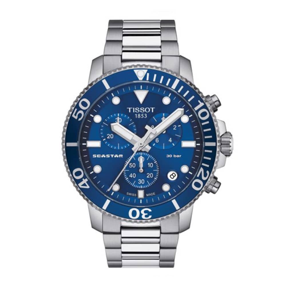 TISSOT Men’s Quartz Swiss Made Silver Stainless Steel Blue Dial 45mm Watch T120.417.11.041.00