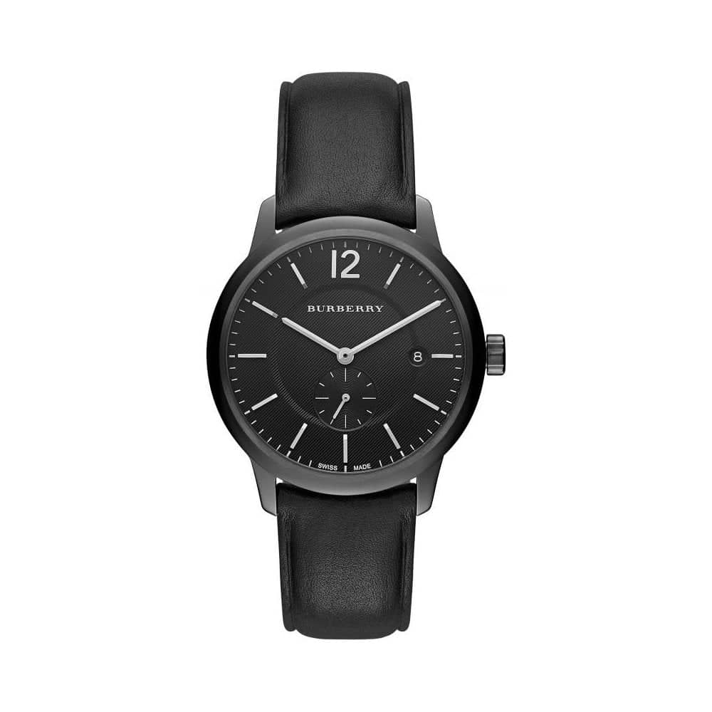 Burberry Men’s Swiss Made Leather Strap Black Dial 40mm Watch BU10003