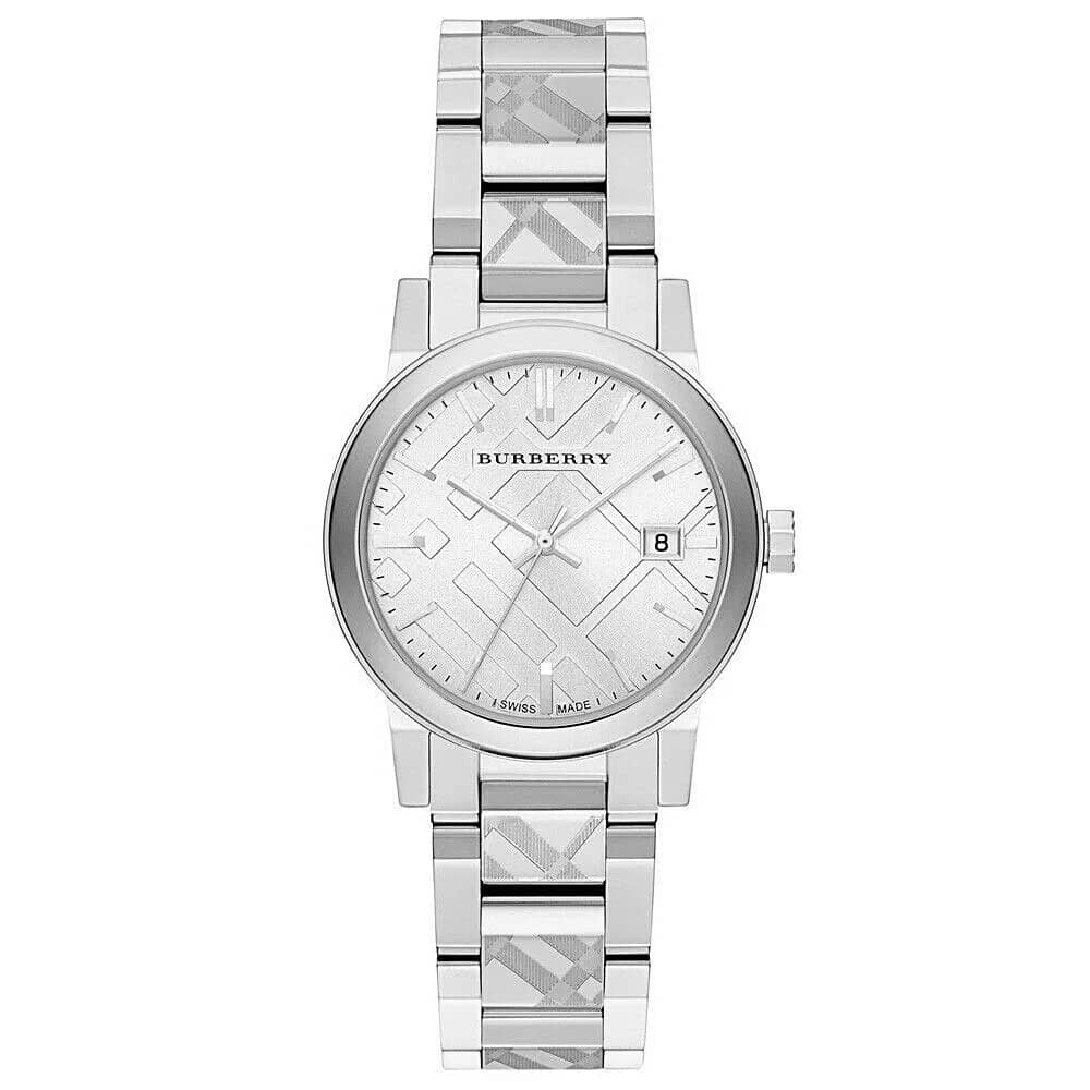 Burberry Ladies Swiss Made Stainless Steel Silver Dial 26mm Watch BU9233