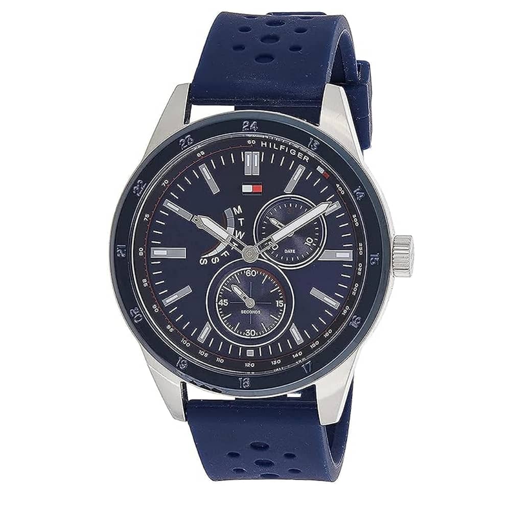 Tommy Hilfiger Men’s Quartz Blue Silicone Strap Blue Dial 44mm Watch 1791635