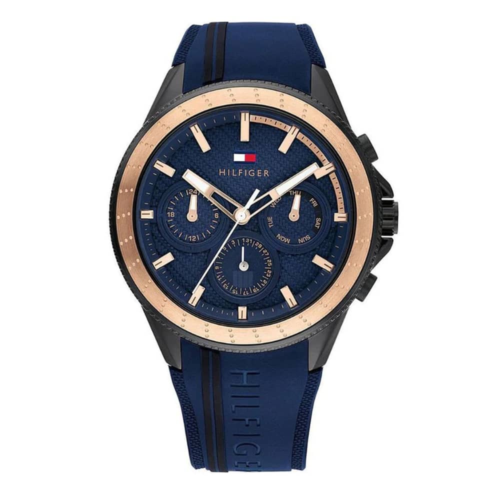 Tommy Hilfiger Men’s Quartz Blue Silicone Strap Blue Dial 44mm Watch 1791860