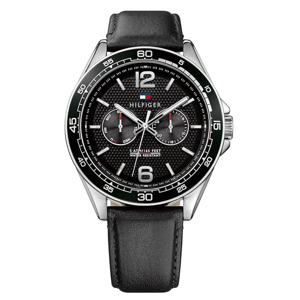 Tommy Hilfiger Men’s Quartz Leather Strap Black Dial 46mm Watch 1791369