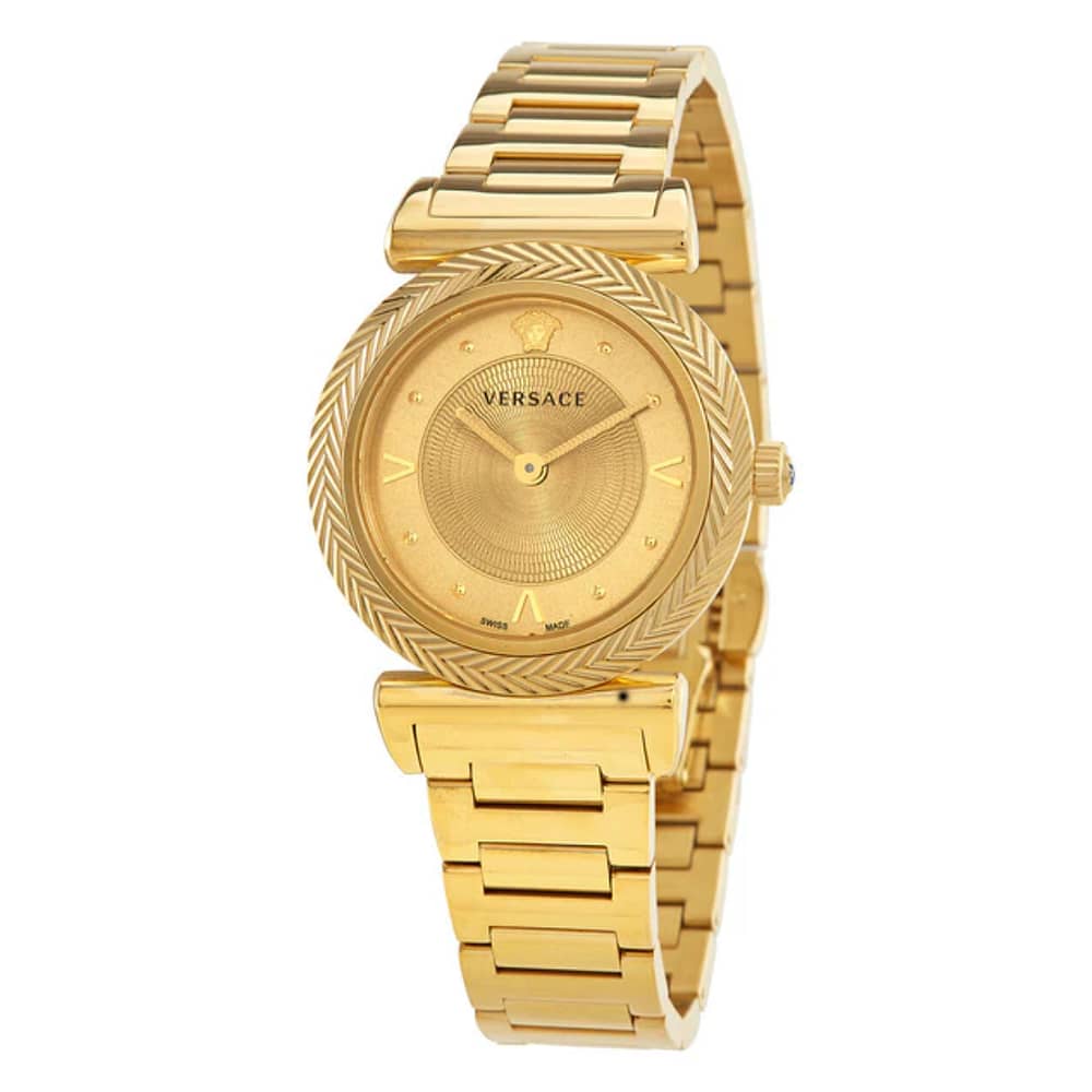 Versace Women’s Quartz Swiss Made Stainless Steel Gold Dial 35mm Watch VERE00618