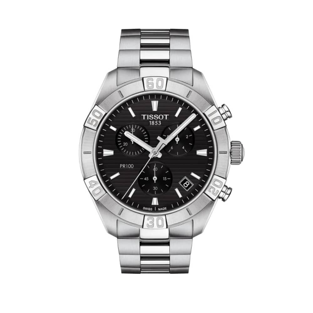 TISSOT Men’s Quartz Swiss-Made Silver Stainless Steel Black Dial 44mm Watch T101.617.11.051.00