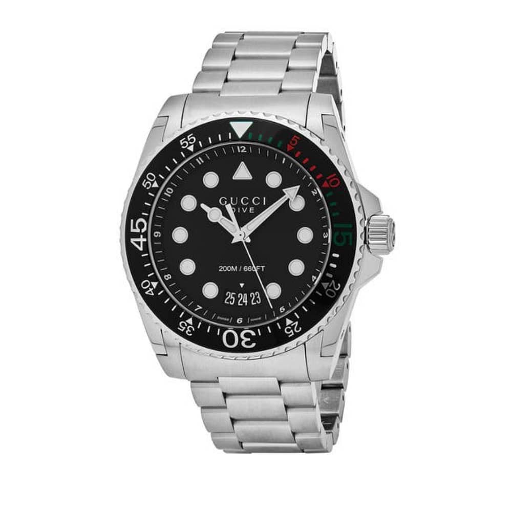 Gucci Men’s Swiss Made Quartz Stainless Steel Black Dial 45mm Watch YA136208