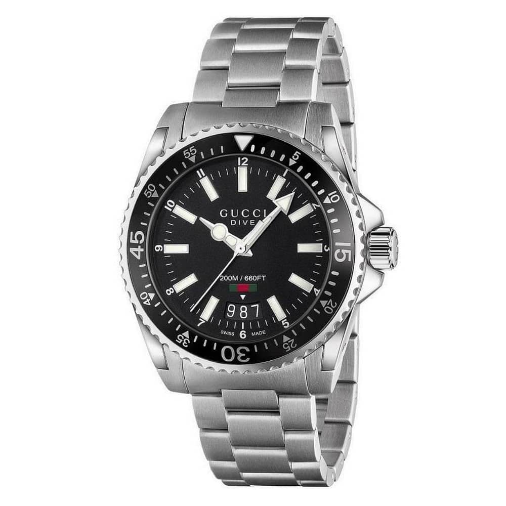 Gucci Men’s Swiss Made Quartz Stainless Steel Black Dial 40mm Watch YA136301
