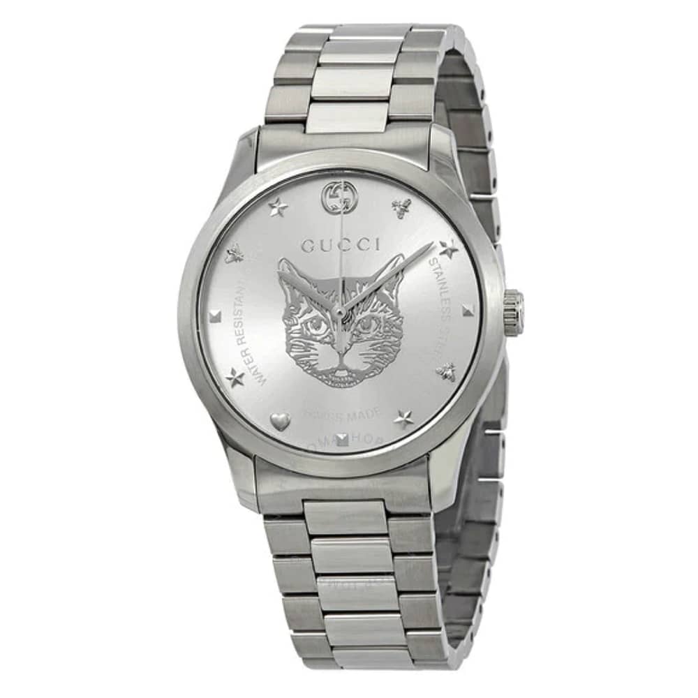 Gucci Unisex Swiss Made Quartz Silver Stainless Steel Silver Dial 38mm Watch YA1264095