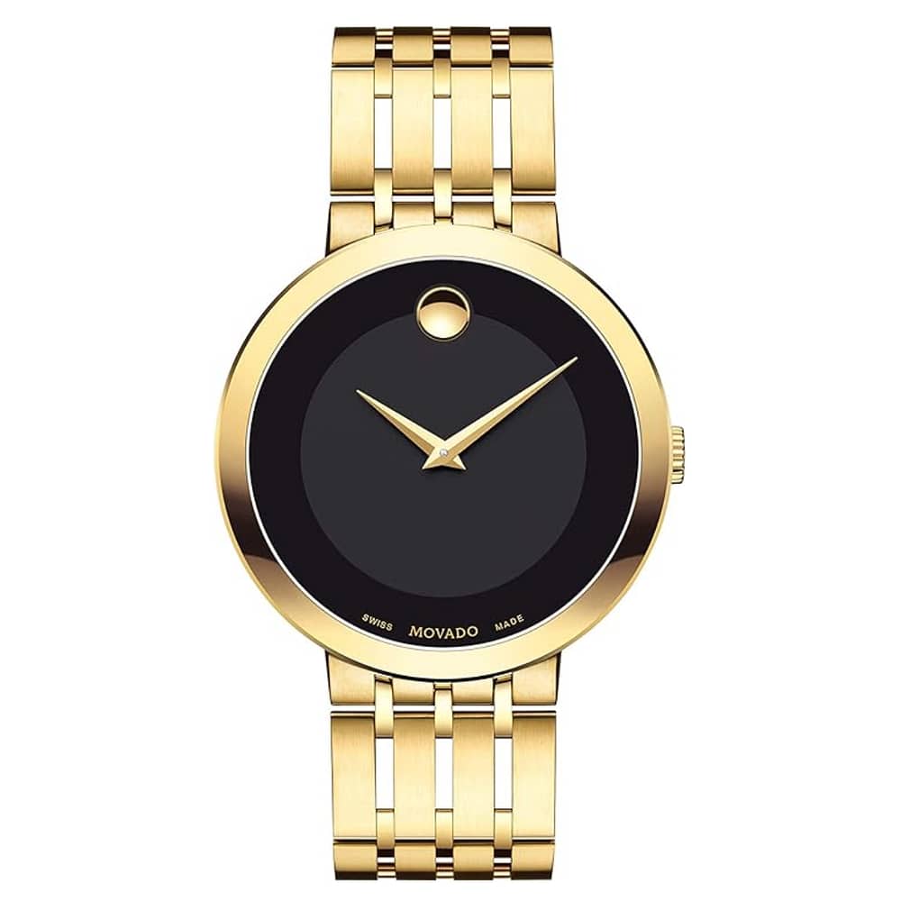 Movado Men’s Swiss Made Quartz Stainless Steel Black Dial 39mm Watch 0607059