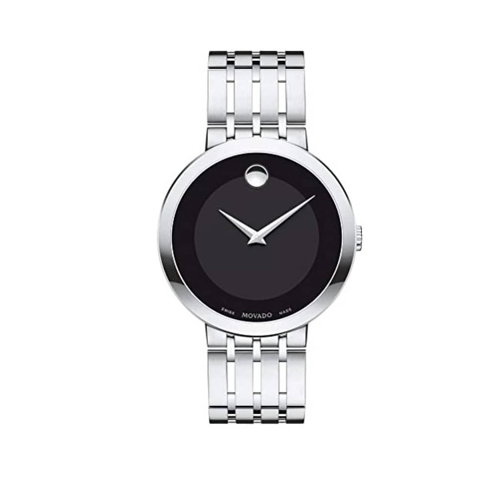 Movado Men’s Swiss Made Quartz Stainless Steel Black Dial 39mm Watch 0607057