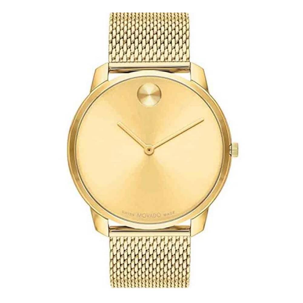 Movado Men’s Quartz Swiss Made Stainless Steel Gold Dial 44mm Watch 3600373