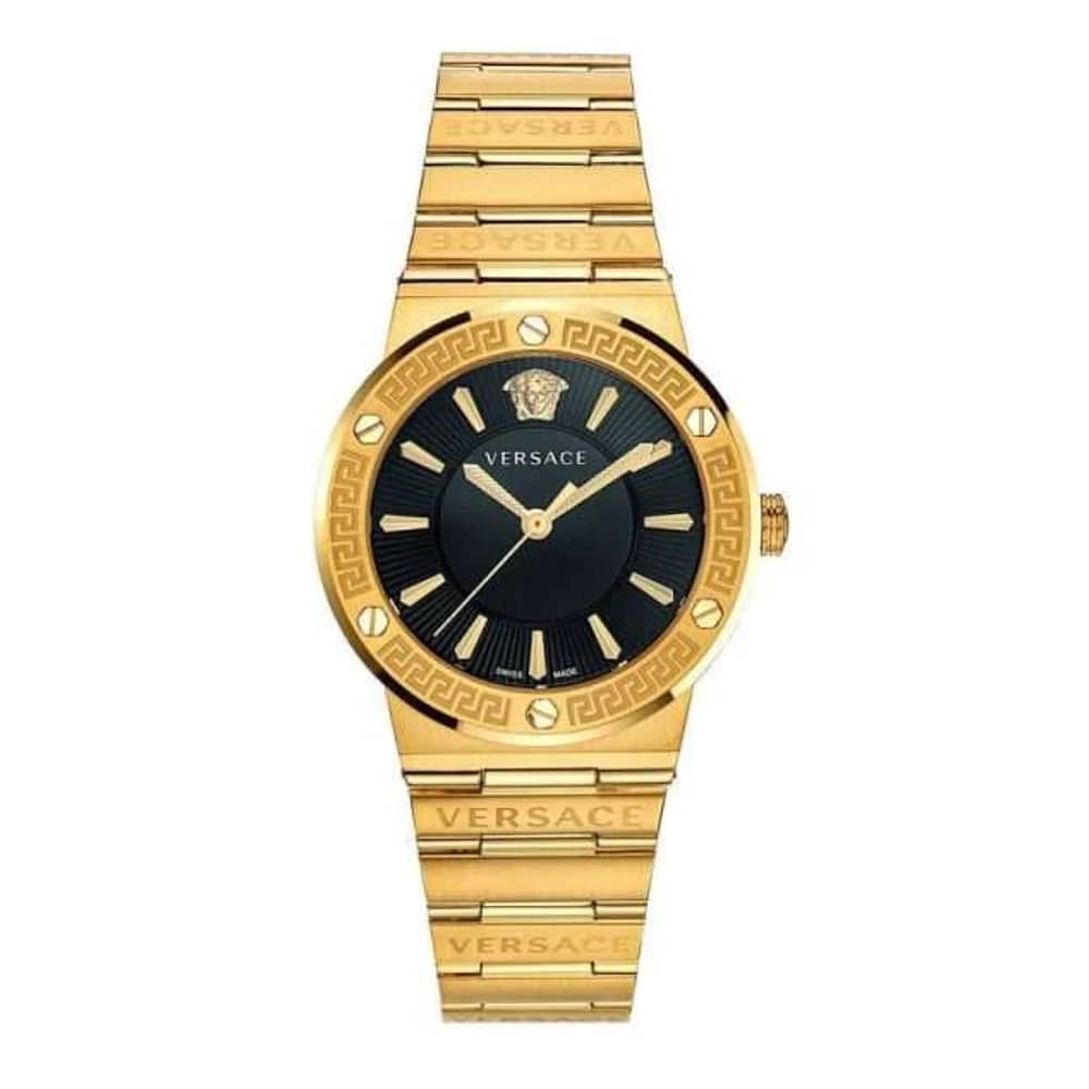 Versace Women’s Quartz Swiss Made Gold Stainless Steel Black Dial 38mm Watch VEVH00820