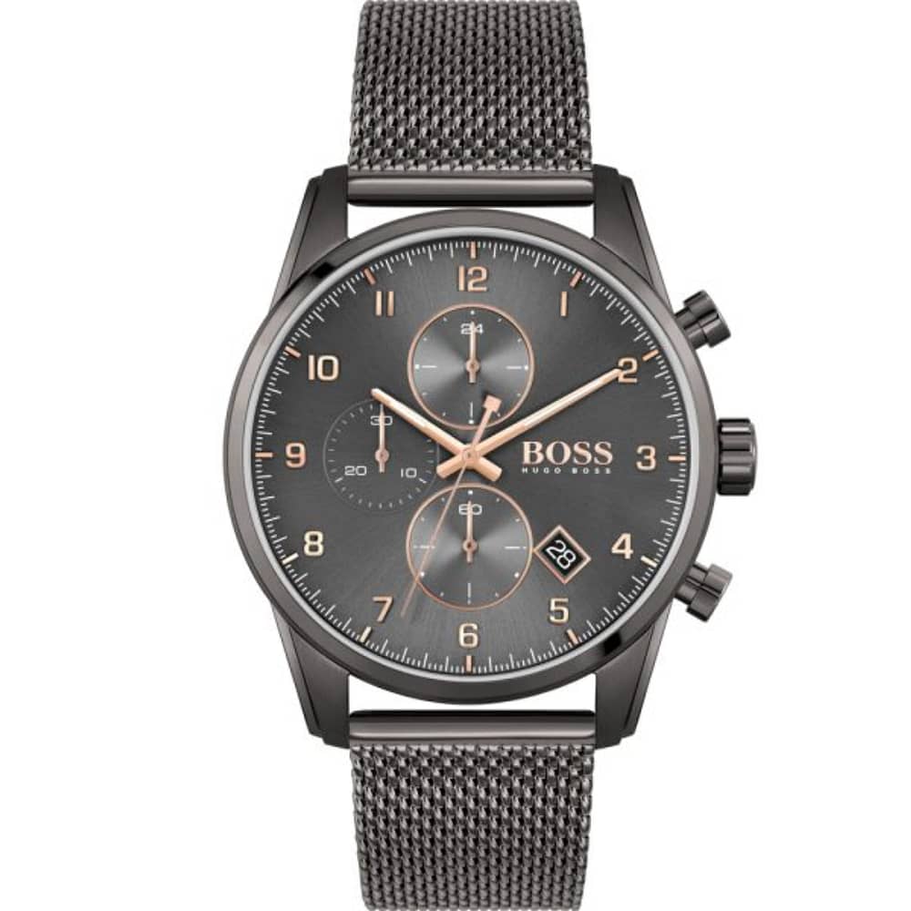 Hugo Boss Men’s Quartz Stainless Steel Gray Dial 44mm Watch 1513837