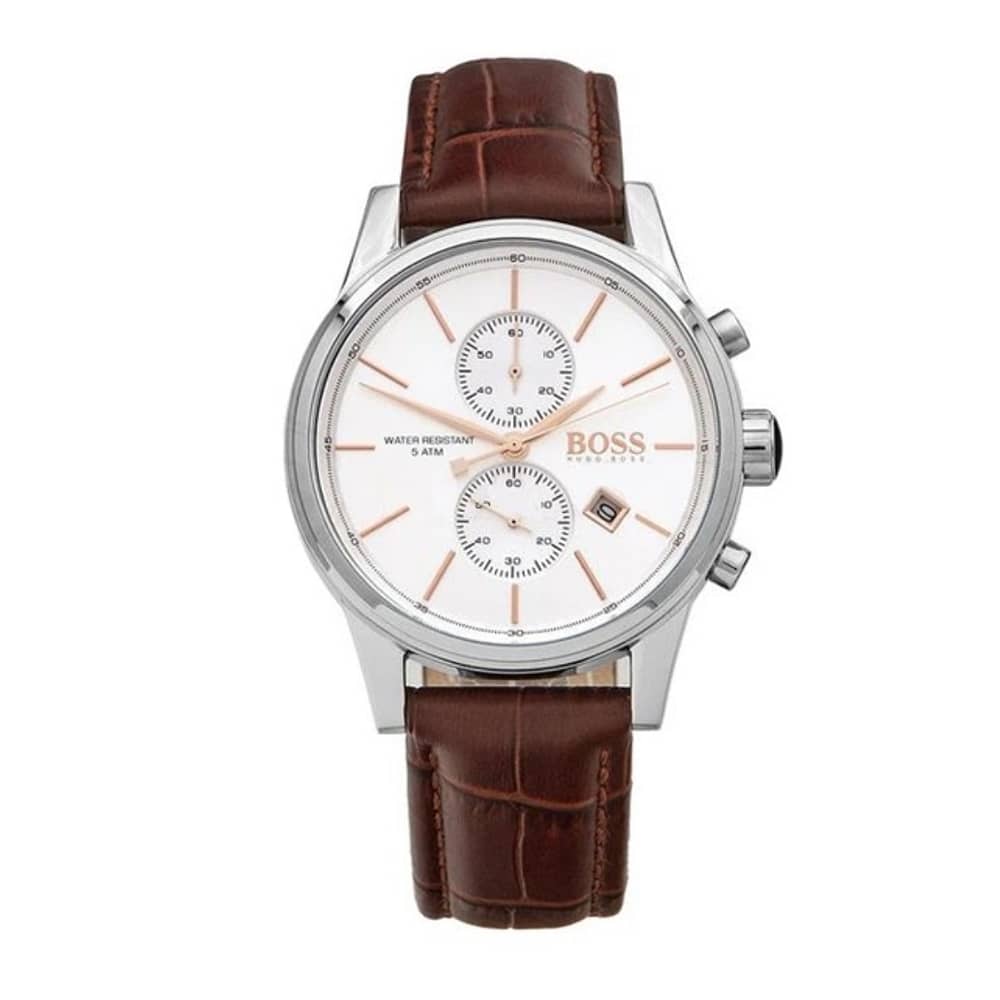 Hugo Boss Men’s Quartz Lather Strap Silver Dial 41mm Watch 1513280