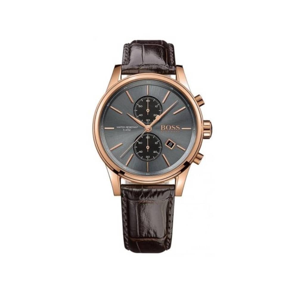 Hugo Boss Men’s Chronograph Quartz Leather Strap Grey Dial 41mm Watch 1513281