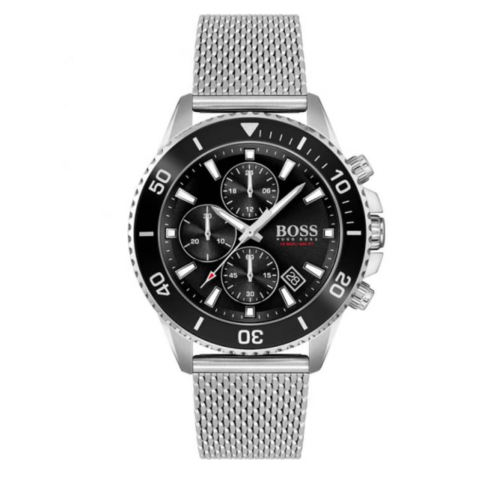 Hugo Boss Men’s Quartz Silver Stainless Steel Black Dial 45mm Watch 1513904