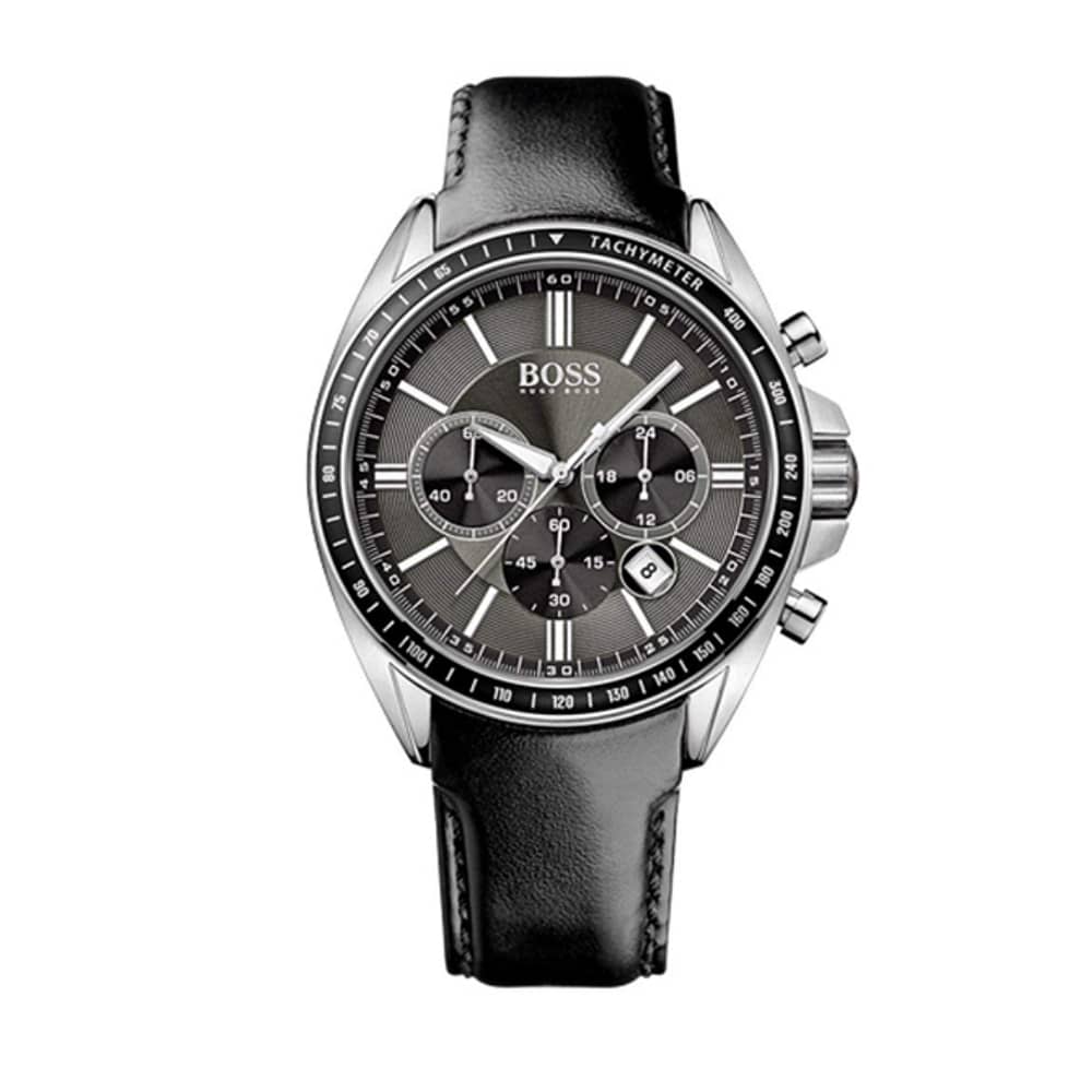 Hugo Boss Men’s Quartz Black Leather Strap Black Dial 44mm Watch 1513085