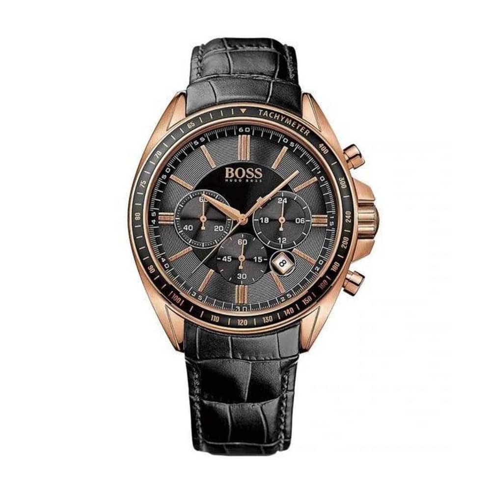 Hugo Boss Men’s Quartz Leather Strap Black Dial 45mm Watch 1513092