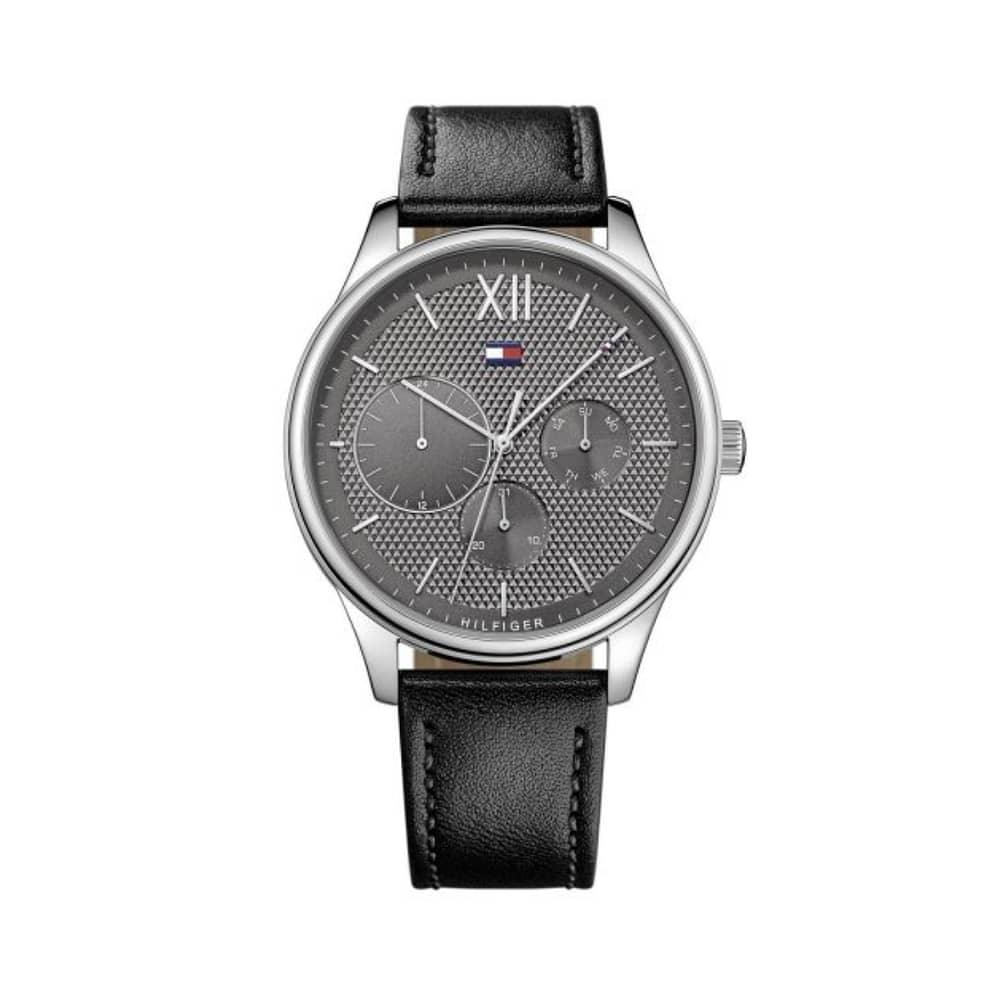 Tommy Hilfiger Men’s Quartz Leather Strap Gray Dial 44mm Watch 1791417