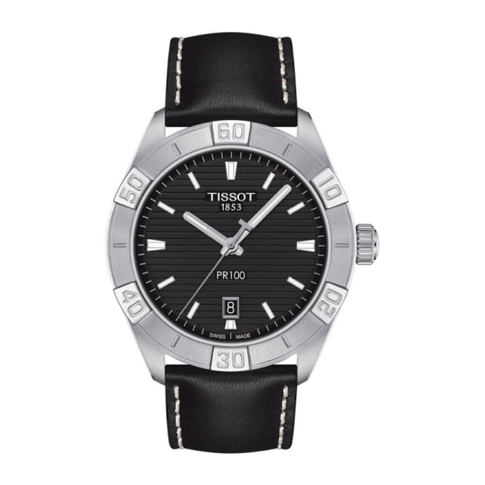 TISSOT Men’s Swiss Made Quartz Black Leather Strap Black Dial 42mm Watch T101.610.16.051.00