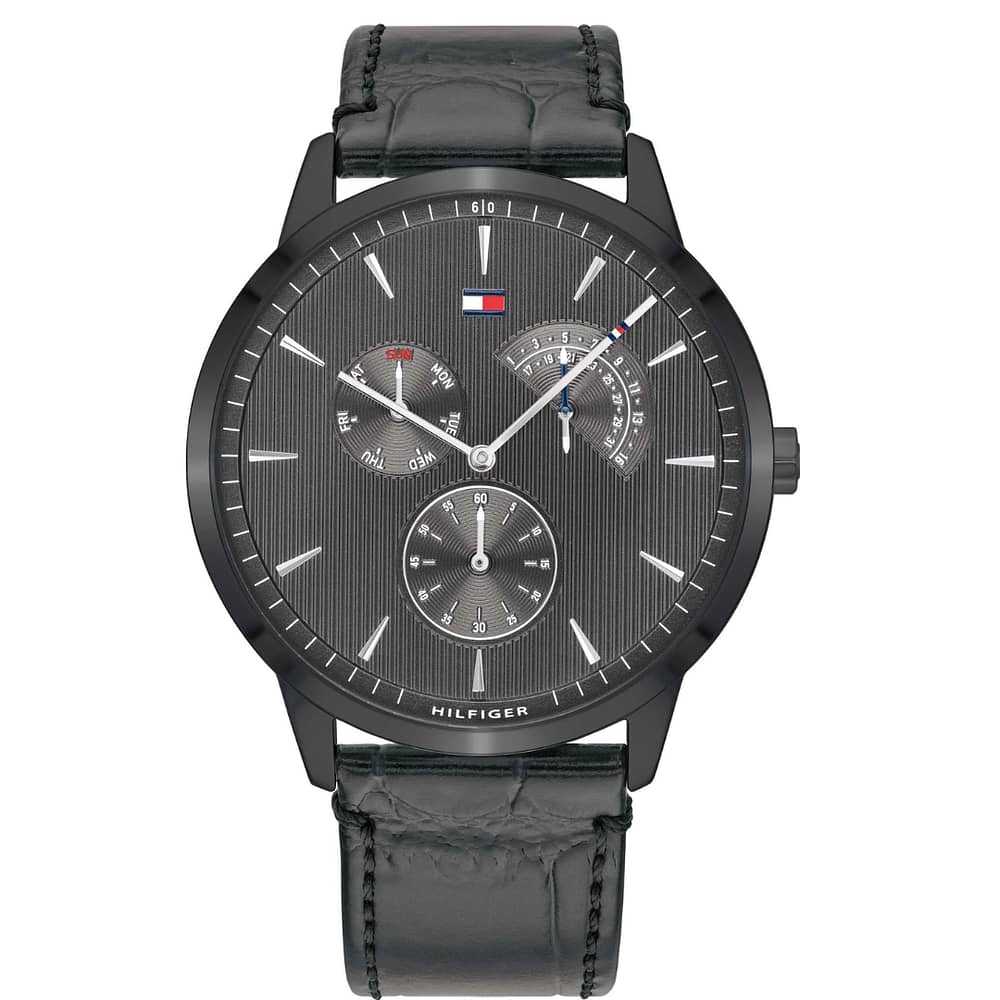 Tommy Hilfiger Men’s Quartz Leather Strap Grey Dial 44mm Watch 1710388