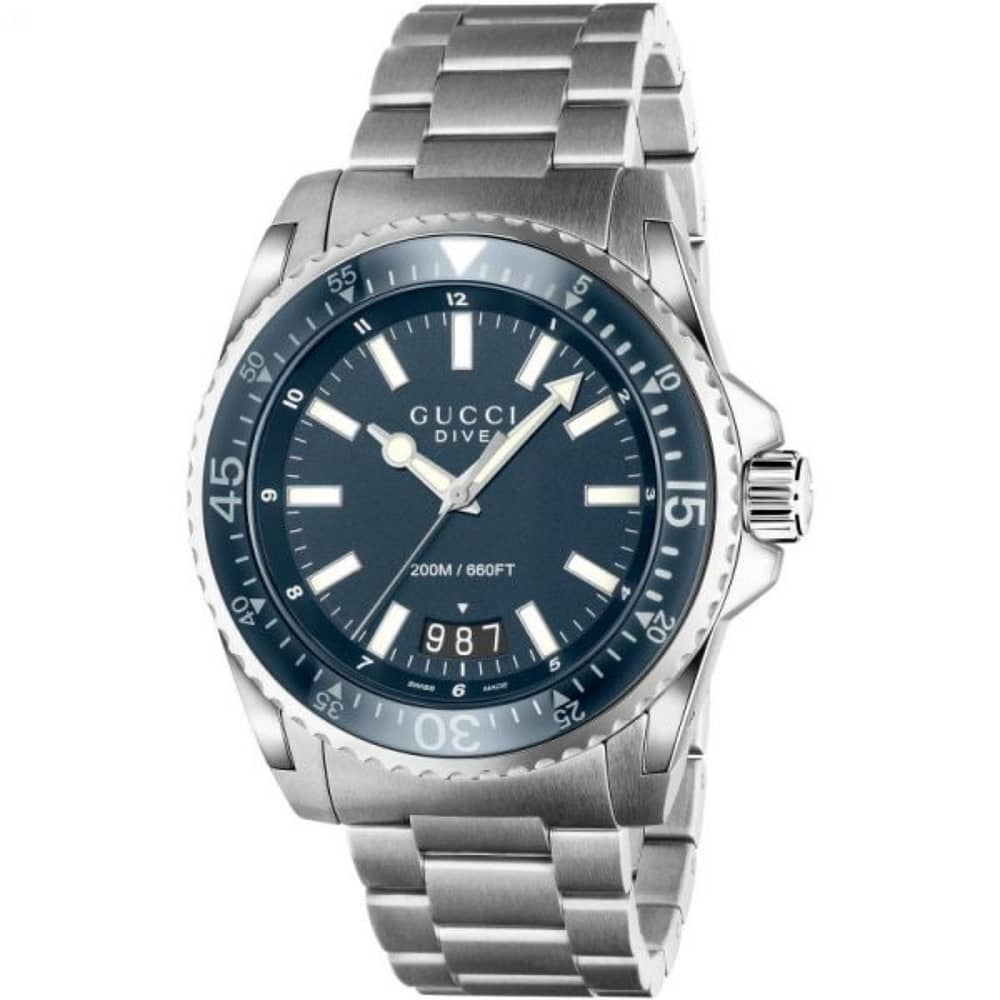 Gucci Men’s Swiss Made Quartz Stainless Steel Blue Dial 45mm Watch YA136203