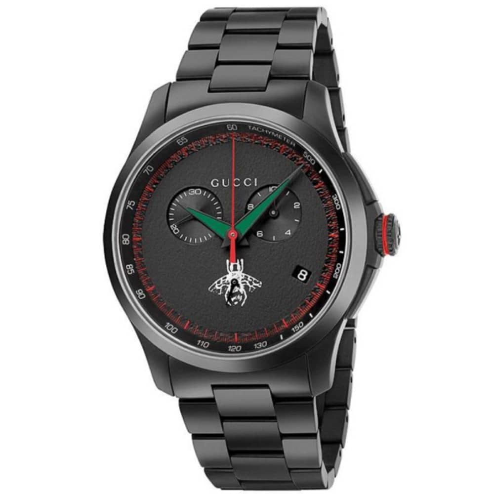 Gucci Men’s Swiss Made Quartz Black Stainless Steel Black Dial 44mm Watch YA126269