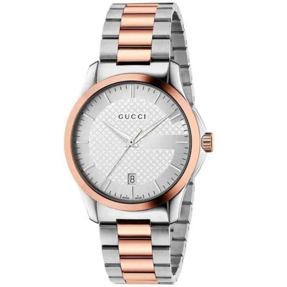 Gucci Women’s Swiss Made Quartz Two-tone Stainless Steel Silver Dial 38mm Watch YA126447