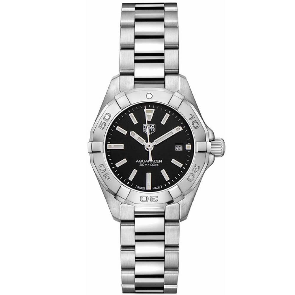 Tag Heuer Aquaracer Women’s Quartz Swiss Made Silver Stainless Steel Black Dial 27mm Watch WBD1410.BA0741