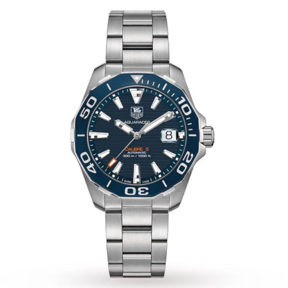 Tag Heuer Aquaracer Men’s Automatic Swiss Made Silver Stainless Steel Blue Dial 41mm Watch WAY211C.BA0928