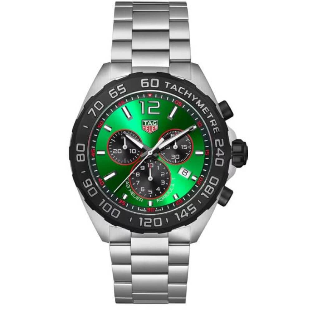 Tag Heuer Formula 1 Men’s Quartz Swiss Made Silver Stainless Steel Green Dial 43mm Watch CAZ101AP.BA0842