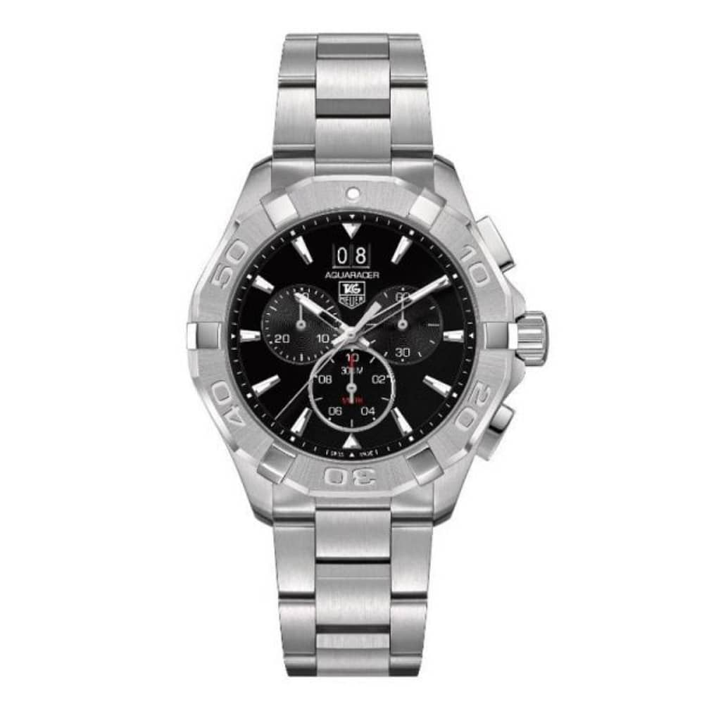 Tag Heuer Aquaracer Men’s Quartz Swiss Made Silver Stainless Steel Black Dial 43mm Watch CAY1110.BA0927