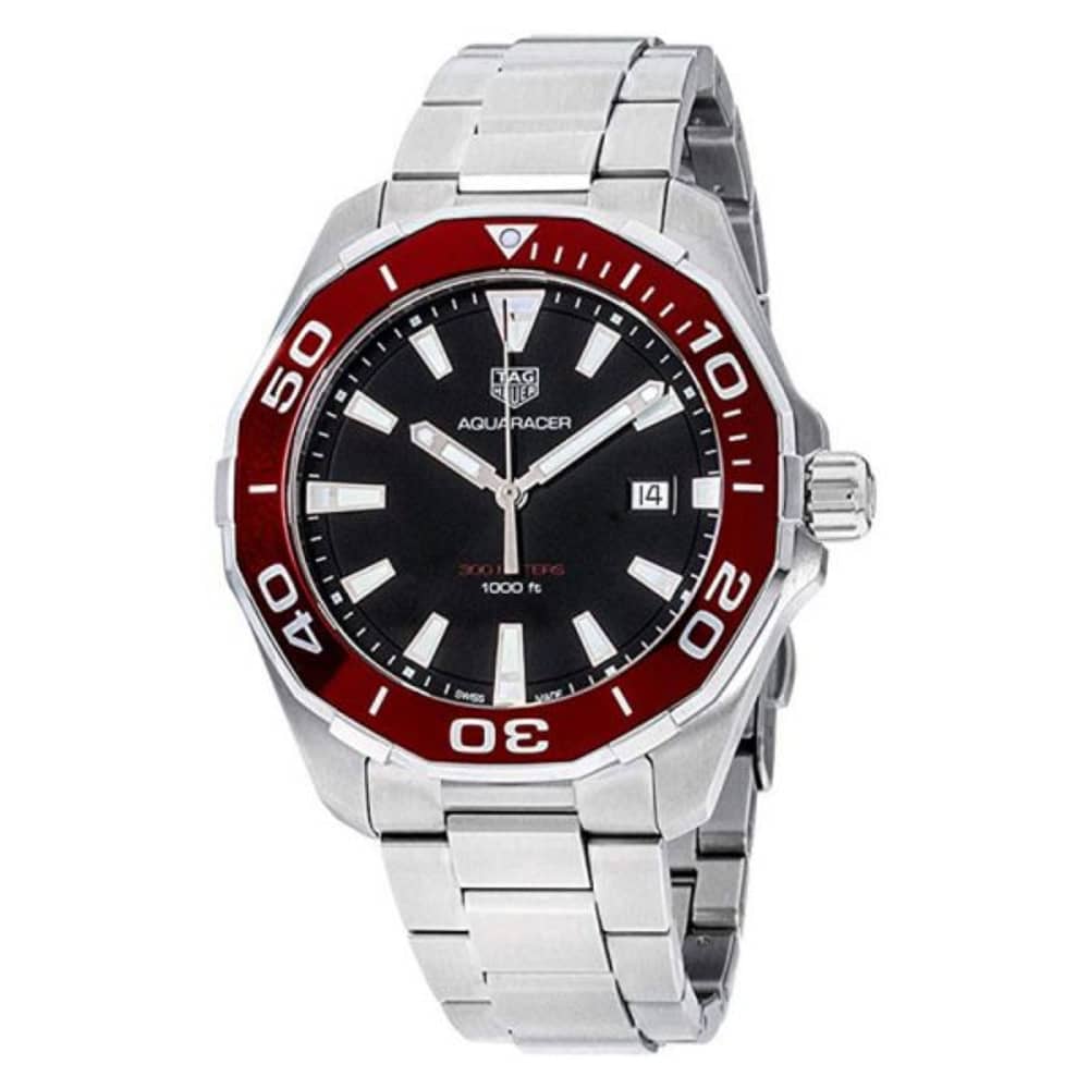 Tag Heuer Men’s Quartz Swiss Made Silver Stainless Steel Black Dial 43mm Watch WAY101B.BA0746