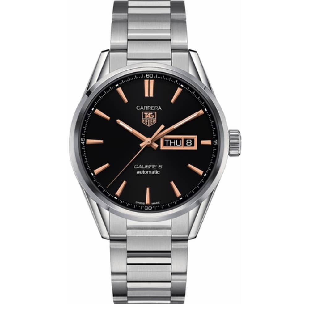 Tag Heuer Carrera Men’s Automatic Swiss Made Silver Stainless Steel Black Dial 41mm Watch WAR201C.BA0723