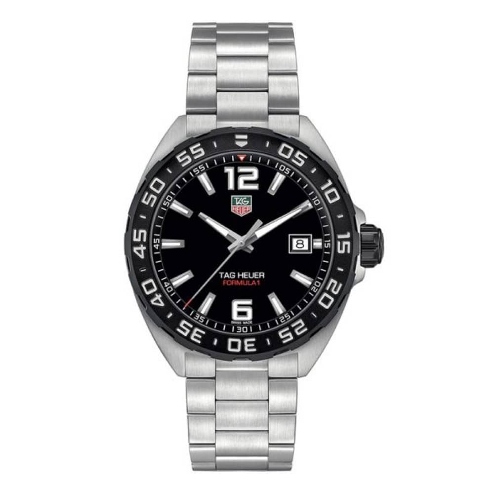 Tag Heuer Men’s Quartz Swiss Made Silver Stainless Steel Black Dial 41mm Watch WAZ1110.BA0875