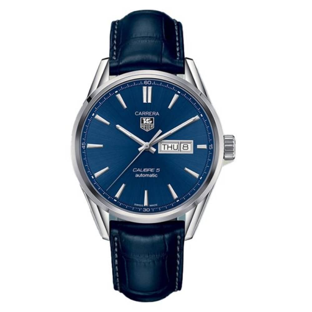 Tag Heuer Carrera Men’s Automatic Swiss Made Blue Leather Strap Blue Dial 41mm Watch WAR201E.FC6292