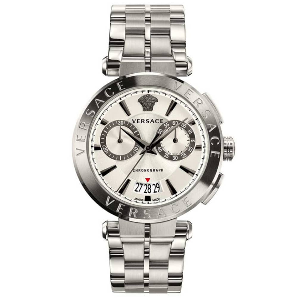 Versace Men’s Quartz Swiss Made Stainless Steel White Dial 45mm Watch VBR040017