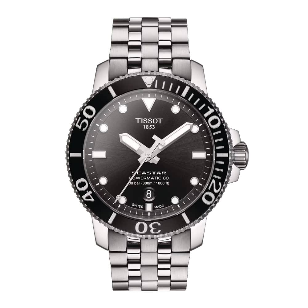 TISSOT PRX Men’s Seastar Silver Stainless Steel Black Dial 40mm Watch T120.407.11.051.00